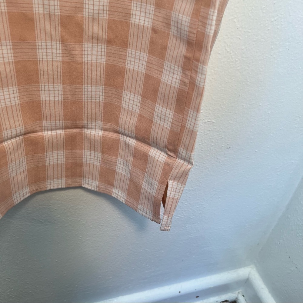 BP Women's Size Large Square Neck Sundress Coral White Gingham Plaid Stretch Y2K - Picture 8 of 14